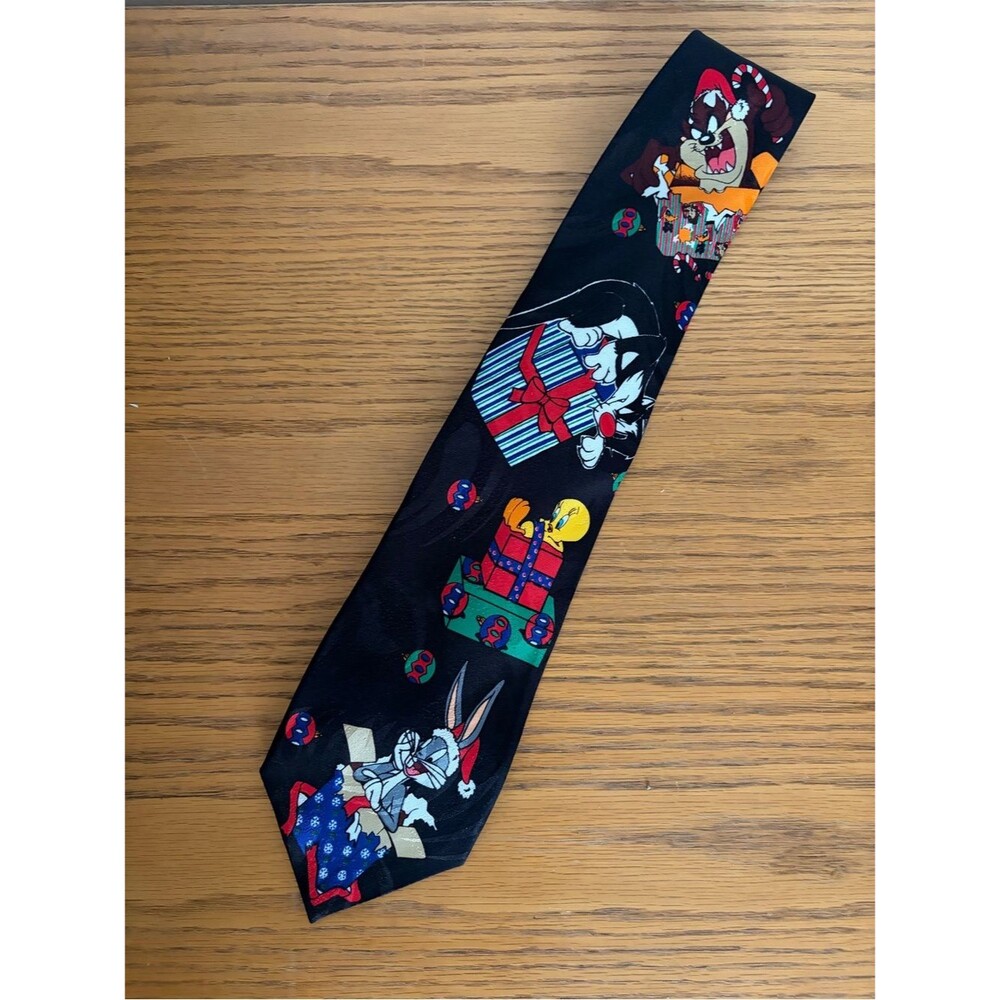 Vintage 90s Looney Tunes Mania Christmas Necktie